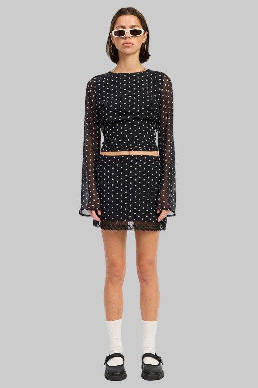 Amara Cropped Polka Dot Open Back Top