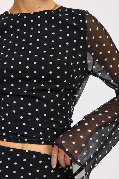 Amara Cropped Polka Dot Open Back Top