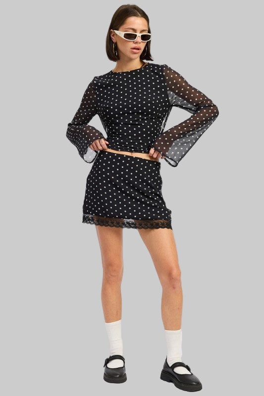 Amara Cropped Polka Dot Open Back Top