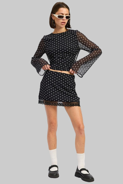 Amara Cropped Polka Dot Open Back Top