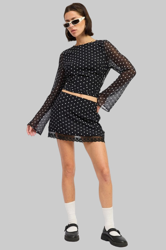 Amara Cropped Polka Dot Open Back Top