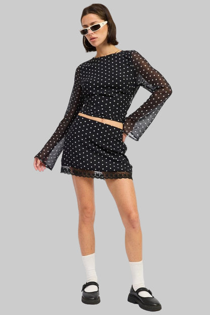 Amara Cropped Polka Dot Open Back Top