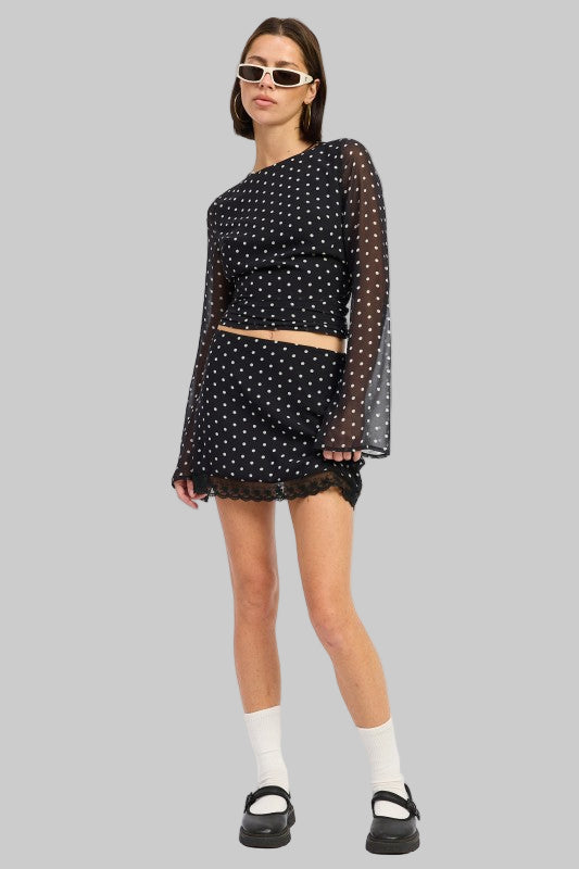 Amara Cropped Polka Dot Open Back Top
