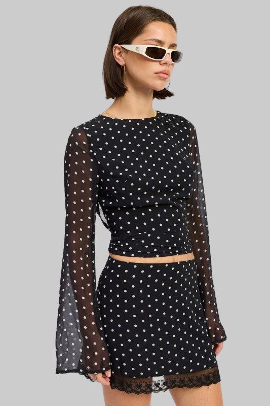 Amara Cropped Polka Dot Open Back Top