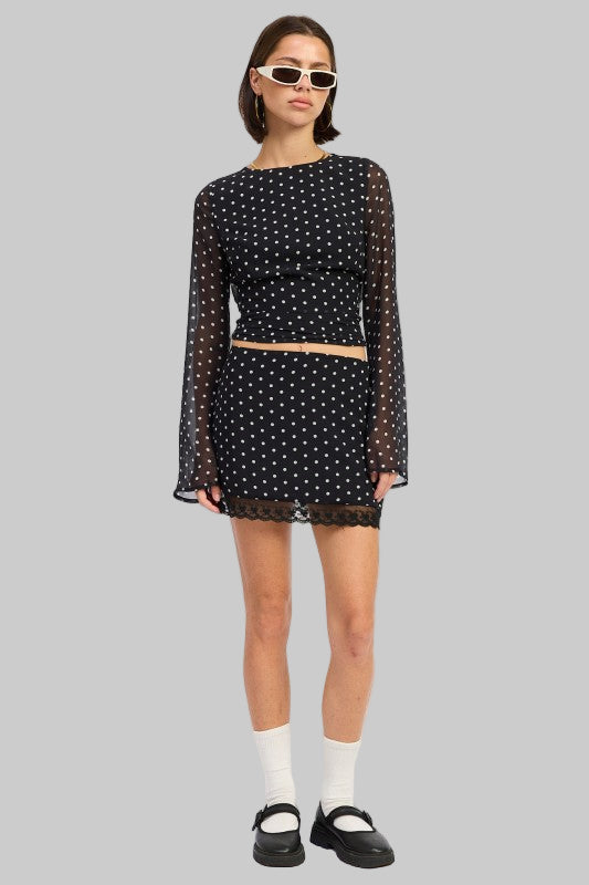 Amara Polka Dot Lace Mini Skirt