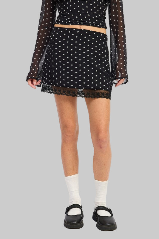 Amara Polka Dot Lace Mini Skirt