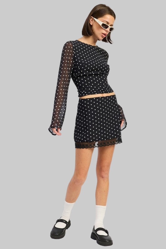 Amara Polka Dot Lace Mini Skirt