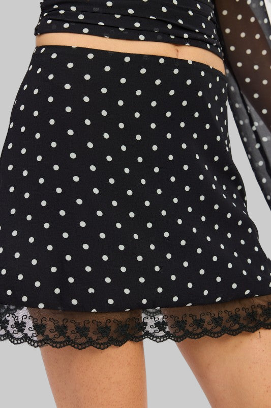 Amara Polka Dot Lace Mini Skirt