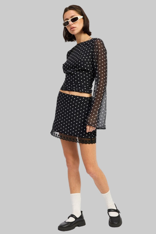 Amara Polka Dot Lace Mini Skirt