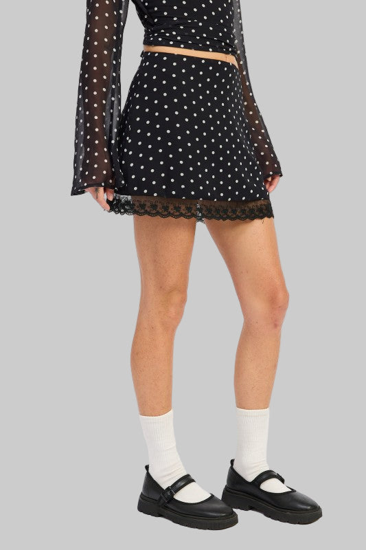 Amara Polka Dot Lace Mini Skirt