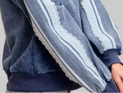 Amora Washed Lace Trim Sweatshirt