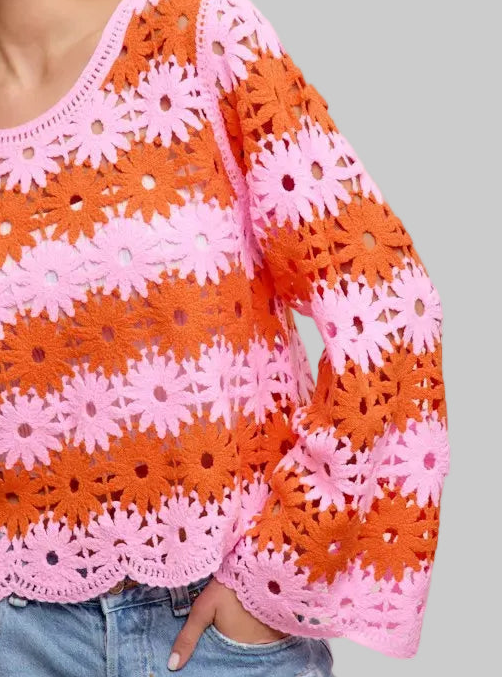 Ana Flower Crochet Sweater Top