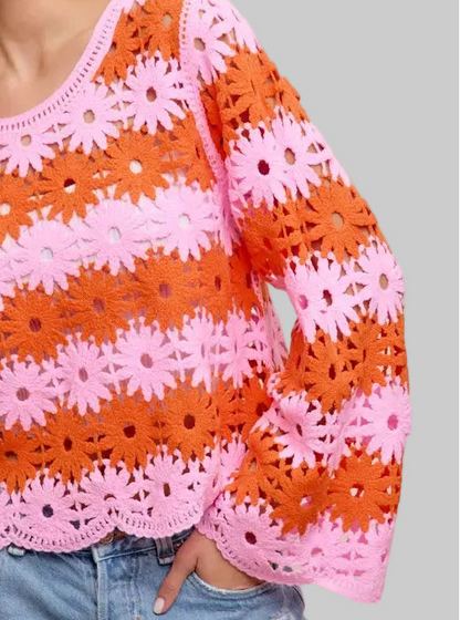 Ana Flower Crochet Sweater Top