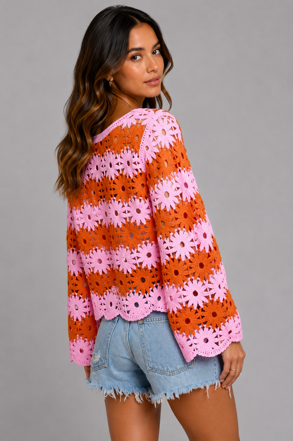 Ana Flower Crochet Sweater Top