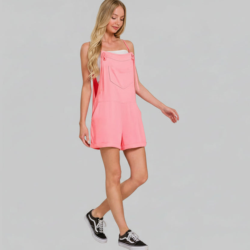 Anastasia Romper With Tie Knot Straps - Pink