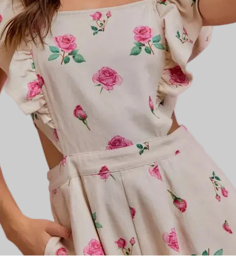 Andrea Floral Denim Cut Out Romper