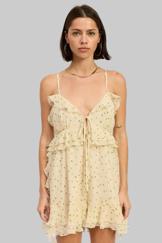 Annie Boho Spaghetti Strap Ruffle Romper