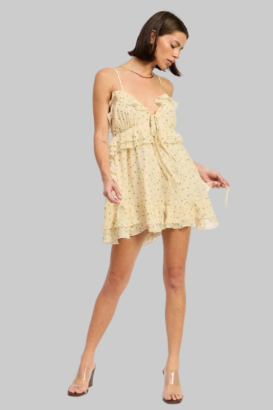 Annie Boho Spaghetti Strap Ruffle Romper