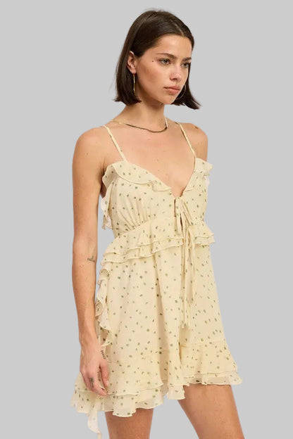 Annie Boho Spaghetti Strap Ruffle Romper