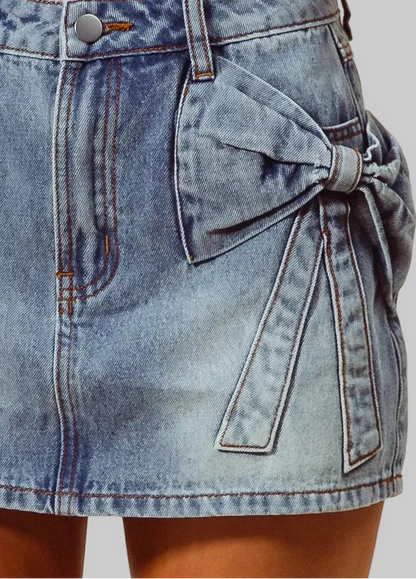 Anya Bow Knot Denim Mini Skirt