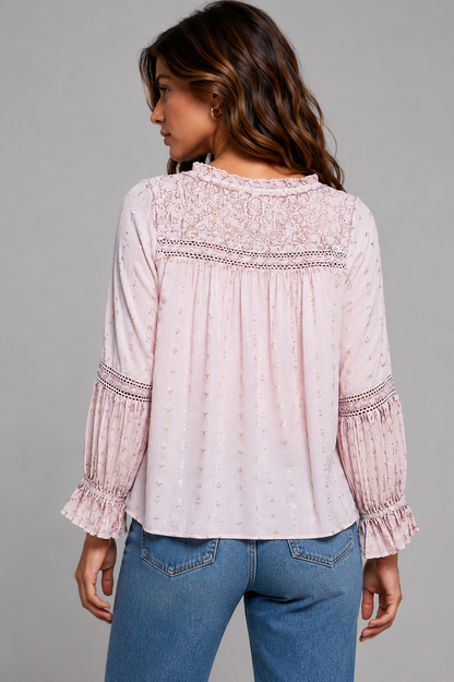 Arden Lace Detail Rose Blouse