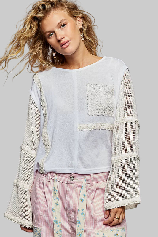 Aria Boho Crochet Lace Mesh Top