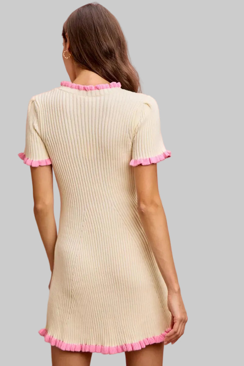 Arianna Ruffled Knit Sweater Dress