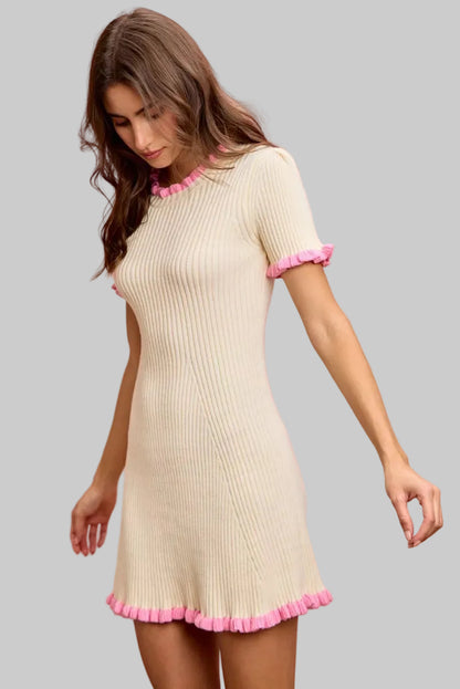 Arianna Ruffled Knit Sweater Dress