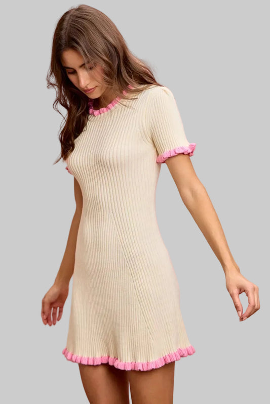 Arianna Ruffled Knit Sweater Dress
