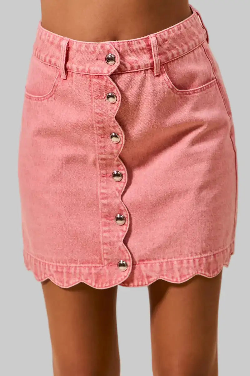 Ashley Scallop Edge Denim Mini Skirt