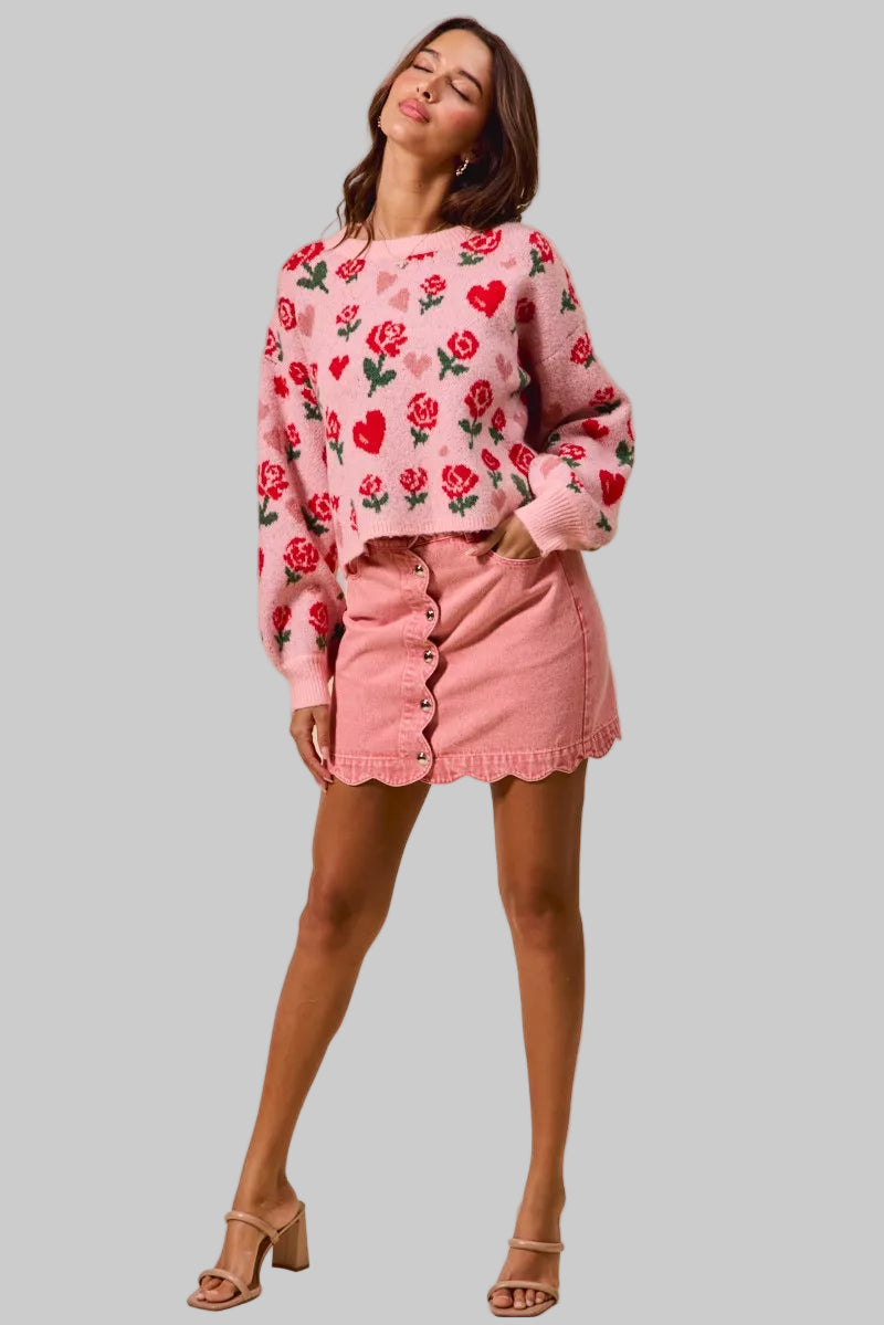 Ashley Scallop Edge Denim Mini Skirt