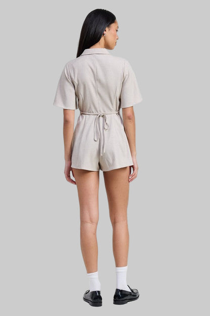 Athena Bohemian Collared Neutral Romper