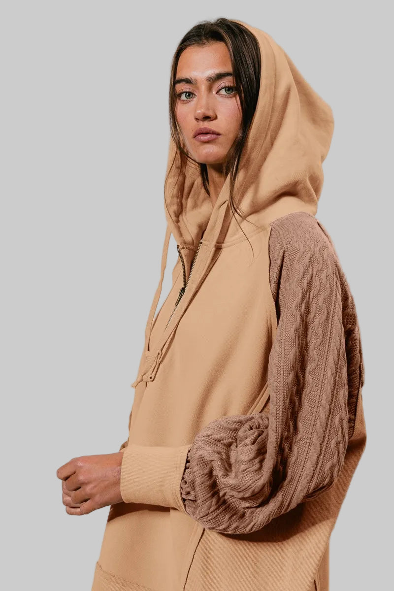 Autumn Half Zip Bohemian French Terry Hoodie