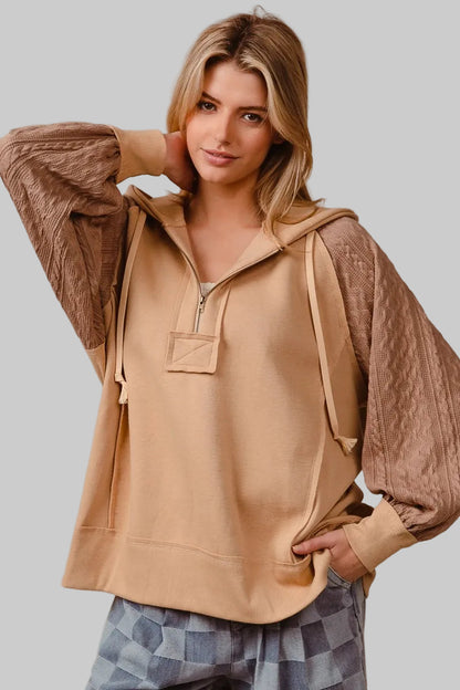 Autumn Half Zip Bohemian French Terry Hoodie