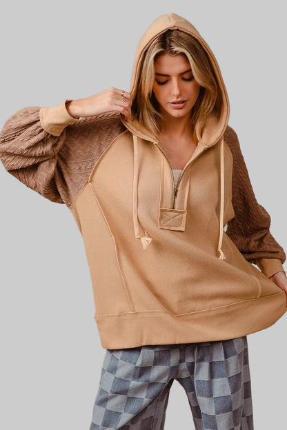 Autumn Half Zip Bohemian French Terry Hoodie