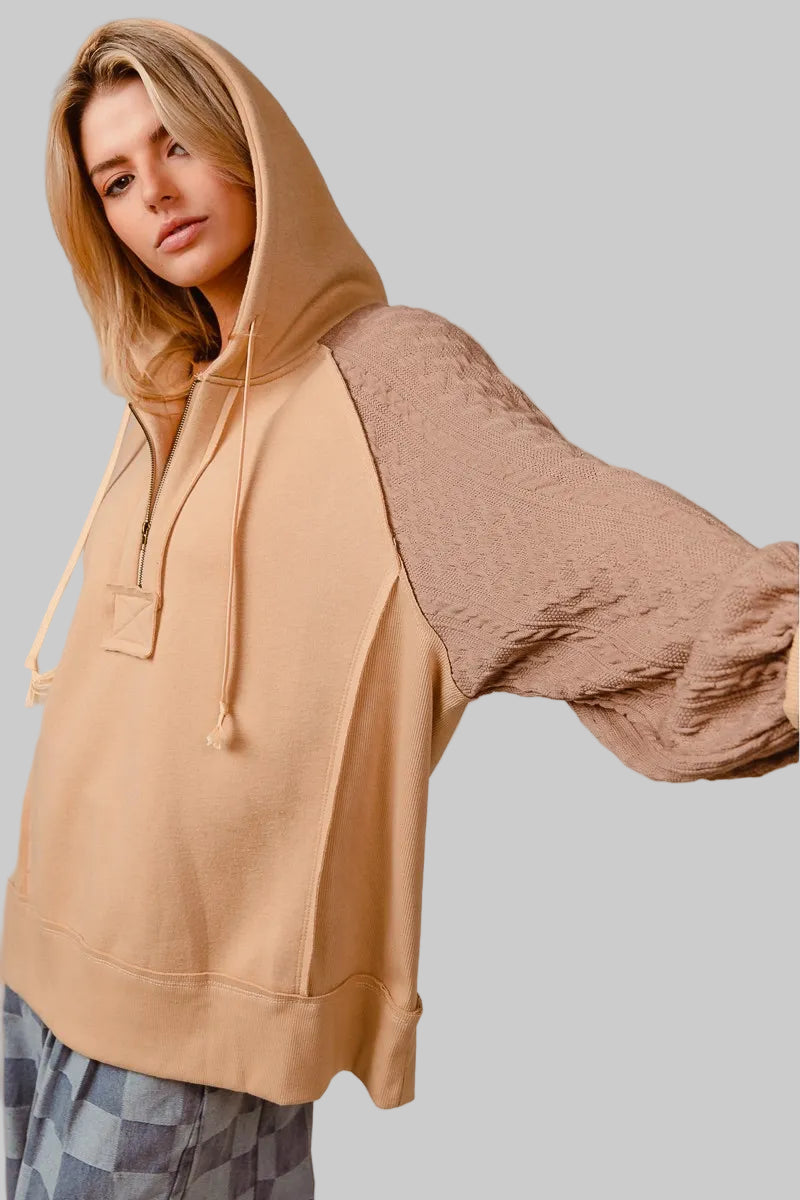 Autumn Half Zip Bohemian French Terry Hoodie