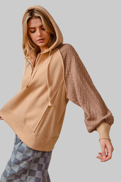 Autumn Half Zip Bohemian French Terry Hoodie