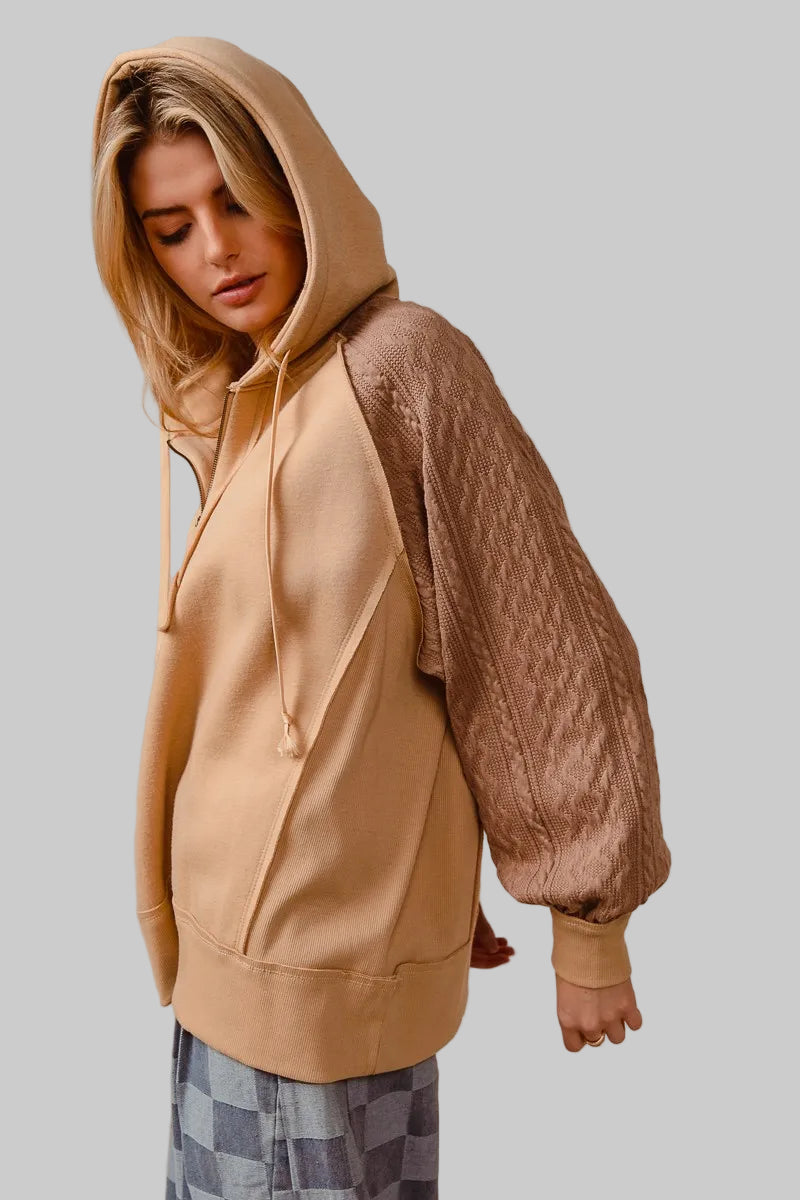 Autumn Half Zip Bohemian French Terry Hoodie