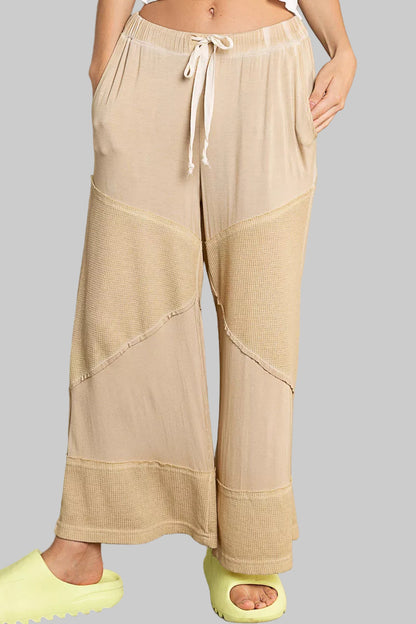 Ava Boho Cozy Wide Leg Pants with Drawstring - Corn Tan