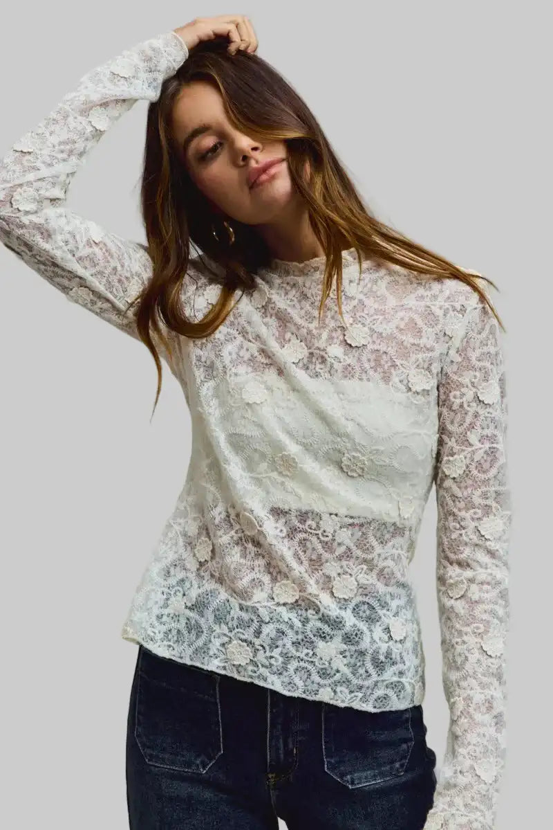 Ayla Boho Lace Long Sleeve Top