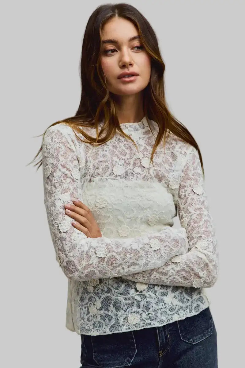 Ayla Boho Lace Long Sleeve Top