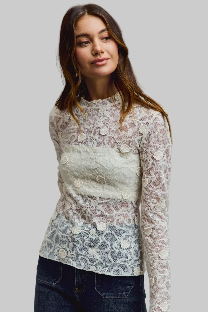 Ayla Boho Lace Long Sleeve Top