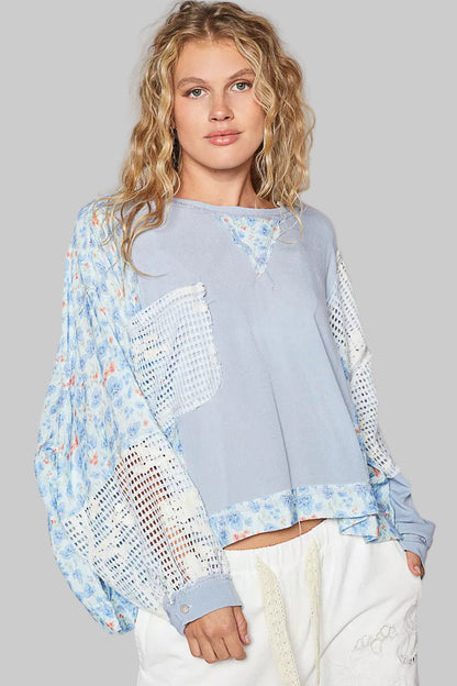 Becca Boho Floral Pattern Oversize Top with Pocket