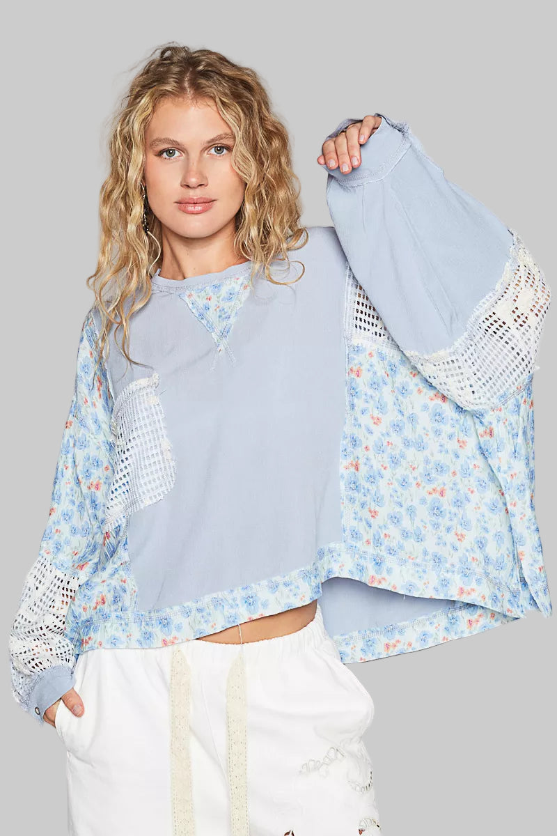 Becca Boho Floral Pattern Oversize Top with Pocket