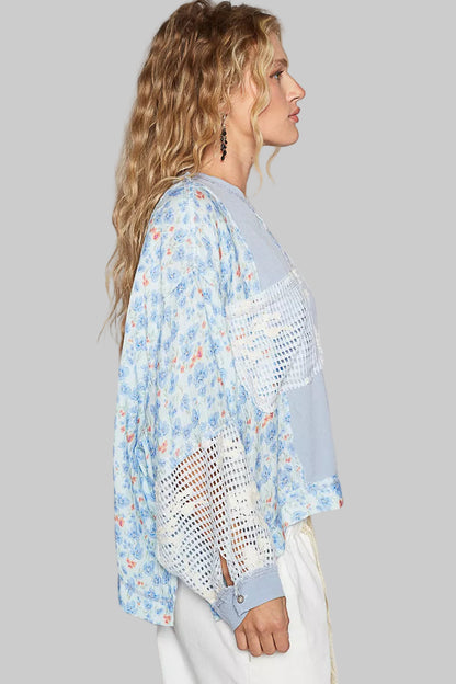 Becca Boho Floral Pattern Oversize Top with Pocket