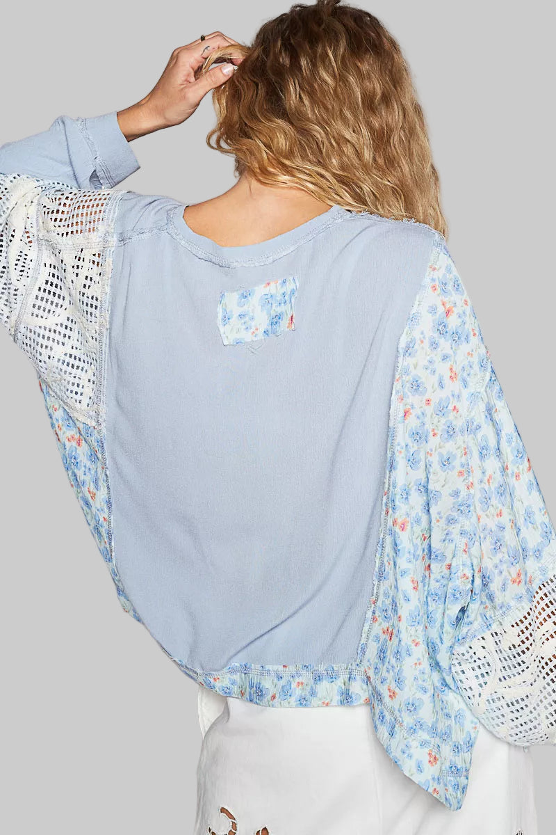 Becca Boho Floral Pattern Oversize Top with Pocket