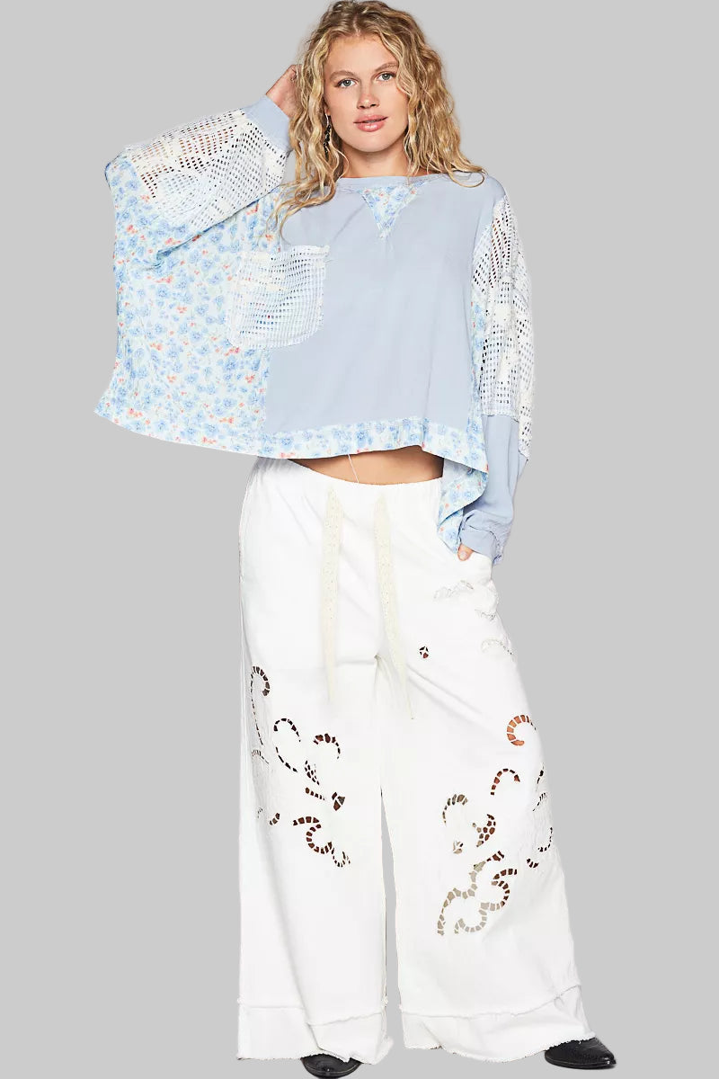 Becca Boho Floral Pattern Oversize Top with Pocket