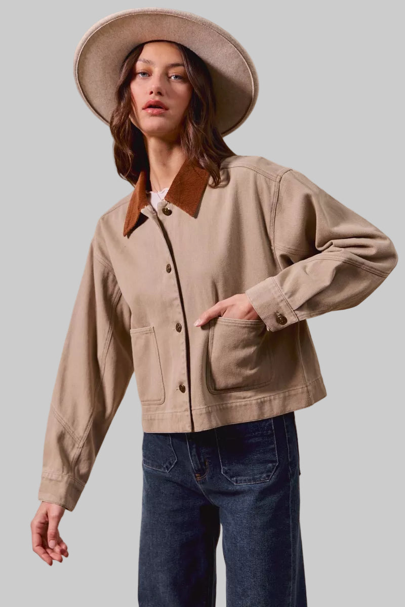 Becca Boho Twill Cropped Western Jacket 