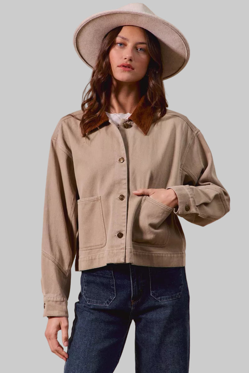 Becca Boho Twill Cropped Western Jacket 