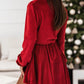 Bohemian Holiday Long Sleeve Surplice Wrap Velvet Dress